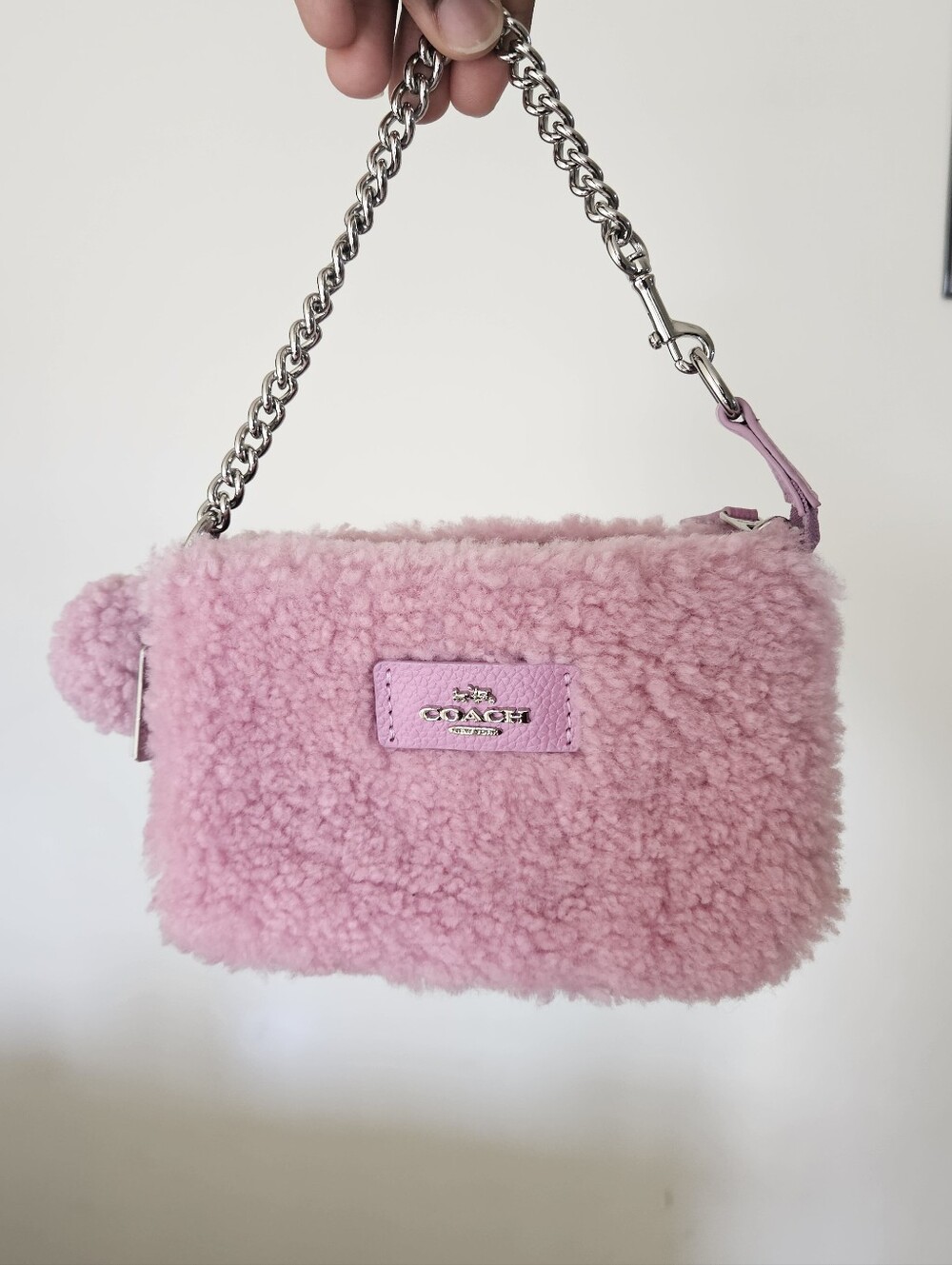 Rare Coach Nolita 15 Shearling/Leather Pink/Purple Wristlet